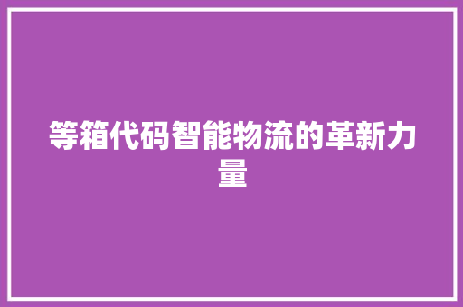 等箱代码智能物流的革新力量