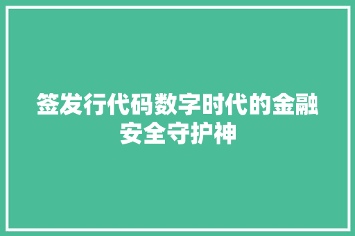 签发行代码数字时代的金融安全守护神