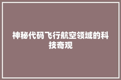 神秘代码飞行航空领域的科技奇观