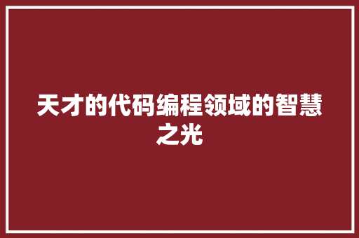 天才的代码编程领域的智慧之光