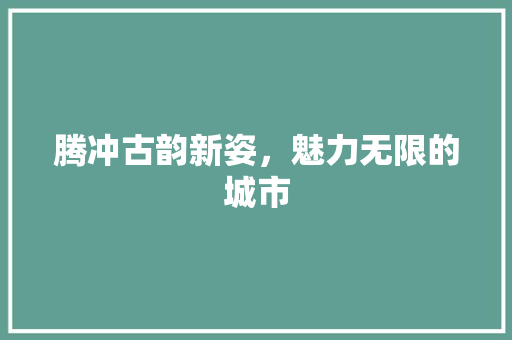 腾冲古韵新姿，魅力无限的城市