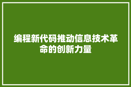 编程新代码推动信息技术革命的创新力量