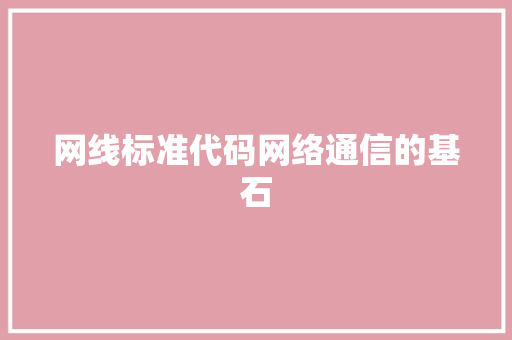 网线标准代码网络通信的基石