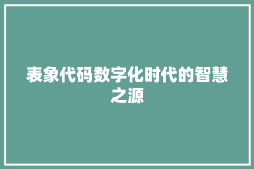 表象代码数字化时代的智慧之源