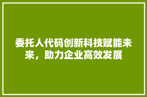 委托人代码创新科技赋能未来，助力企业高效发展