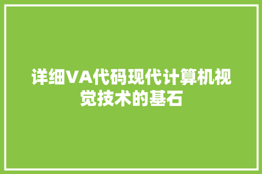 详细VA代码现代计算机视觉技术的基石