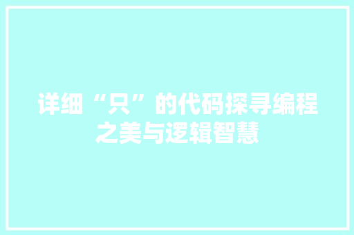 详细“只”的代码探寻编程之美与逻辑智慧