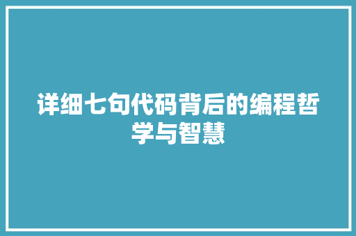 详细七句代码背后的编程哲学与智慧