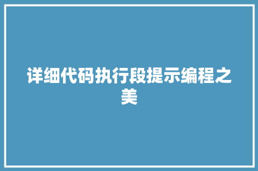 详细代码执行段提示编程之美