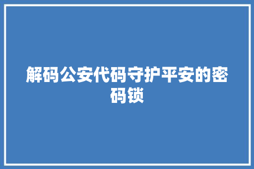 解码公安代码守护平安的密码锁