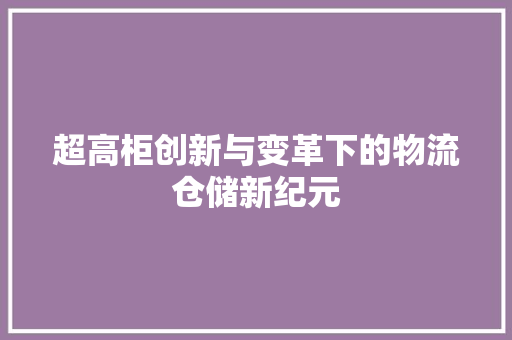 超高柜创新与变革下的物流仓储新纪元