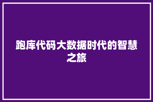 跑库代码大数据时代的智慧之旅