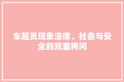 车超员现象法律、社会与安全的双重拷问
