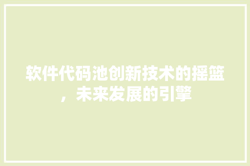 软件代码池创新技术的摇篮，未来发展的引擎