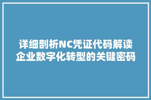 详细剖析NC凭证代码解读企业数字化转型的关键密码