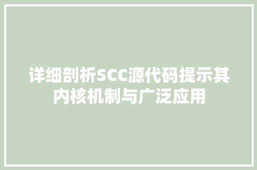 详细剖析SCC源代码提示其内核机制与广泛应用