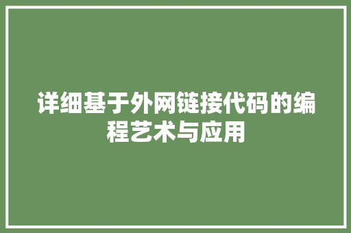 详细基于外网链接代码的编程艺术与应用