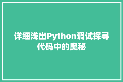 详细浅出Python调试探寻代码中的奥秘