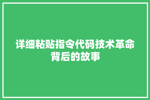详细粘贴指令代码技术革命背后的故事