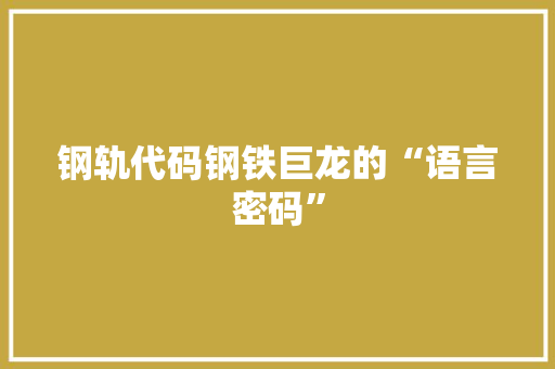 钢轨代码钢铁巨龙的“语言密码”