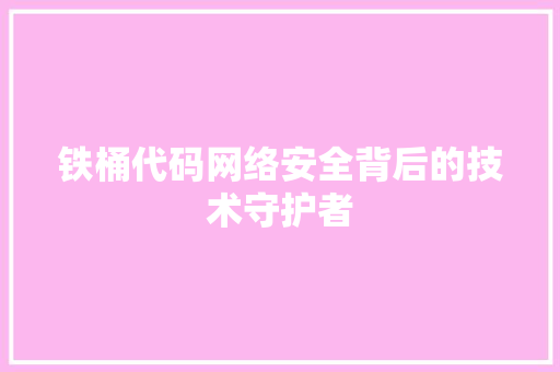 铁桶代码网络安全背后的技术守护者