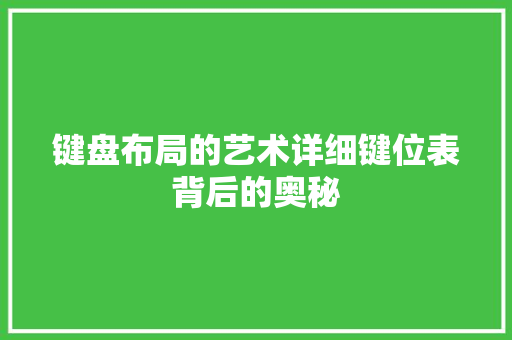 键盘布局的艺术详细键位表背后的奥秘