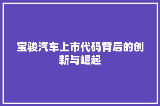 宝骏汽车上市代码背后的创新与崛起