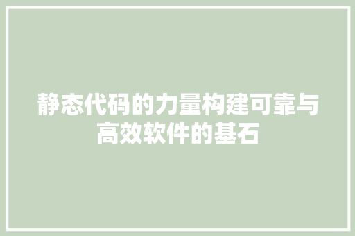静态代码的力量构建可靠与高效软件的基石