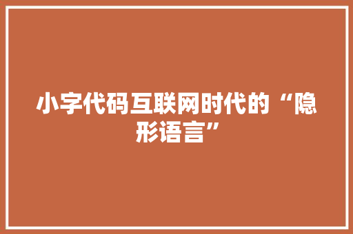 小字代码互联网时代的“隐形语言”