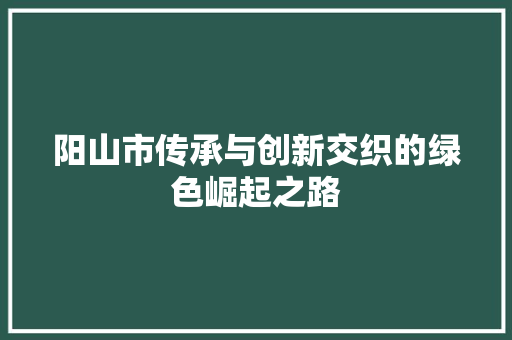 阳山市传承与创新交织的绿色崛起之路