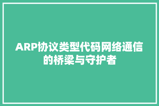 ARP协议类型代码网络通信的桥梁与守护者