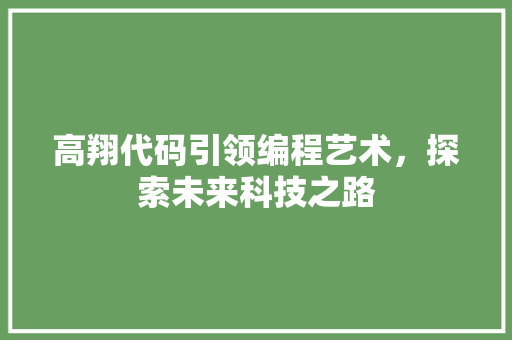 高翔代码引领编程艺术，探索未来科技之路