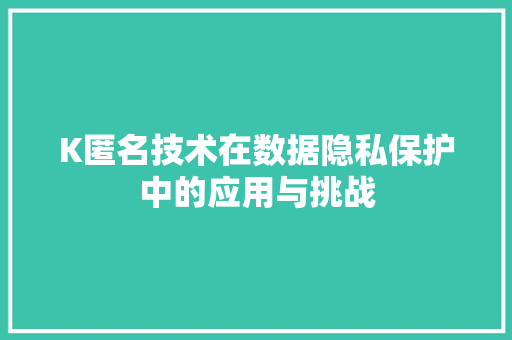 K匿名技术在数据隐私保护中的应用与挑战