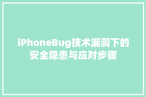 iPhoneBug技术漏洞下的安全隐患与应对步骤