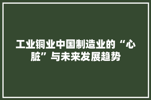 工业铜业中国制造业的“心脏”与未来发展趋势