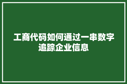 工商代码如何通过一串数字追踪企业信息