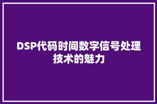 DSP代码时间数字信号处理技术的魅力