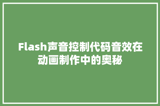 Flash声音控制代码音效在动画制作中的奥秘
