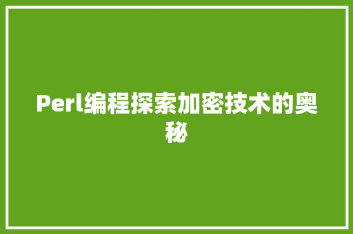 Perl编程探索加密技术的奥秘