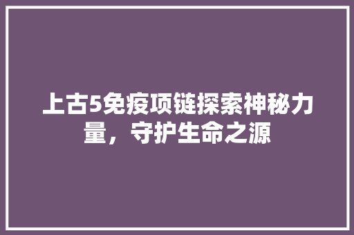 上古5免疫项链探索神秘力量，守护生命之源