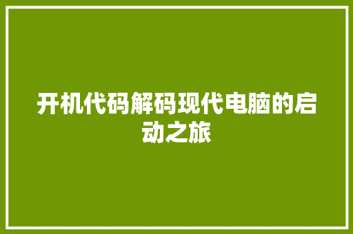 开机代码解码现代电脑的启动之旅