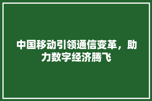 中国移动引领通信变革，助力数字经济腾飞