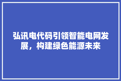 弘讯电代码引领智能电网发展，构建绿色能源未来