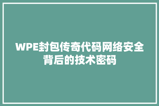 WPE封包传奇代码网络安全背后的技术密码