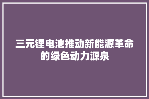 三元锂电池推动新能源革命的绿色动力源泉