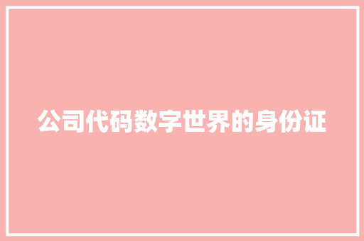公司代码数字世界的身份证