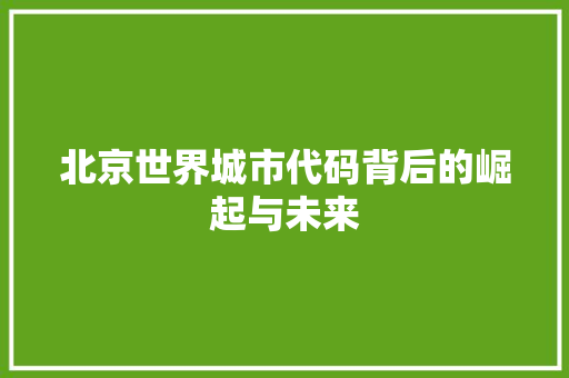 北京世界城市代码背后的崛起与未来