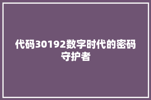 代码30192数字时代的密码守护者