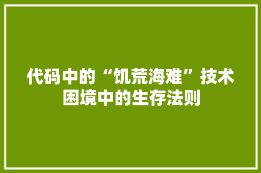 代码中的“饥荒海难”技术困境中的生存法则