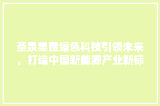 圣泉集团绿色科技引领未来，打造中国新能源产业新标杆